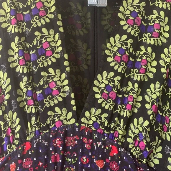 Anna Sui Floral Patchwork Mini Dress - Green and Pink - Picture 2 of 13